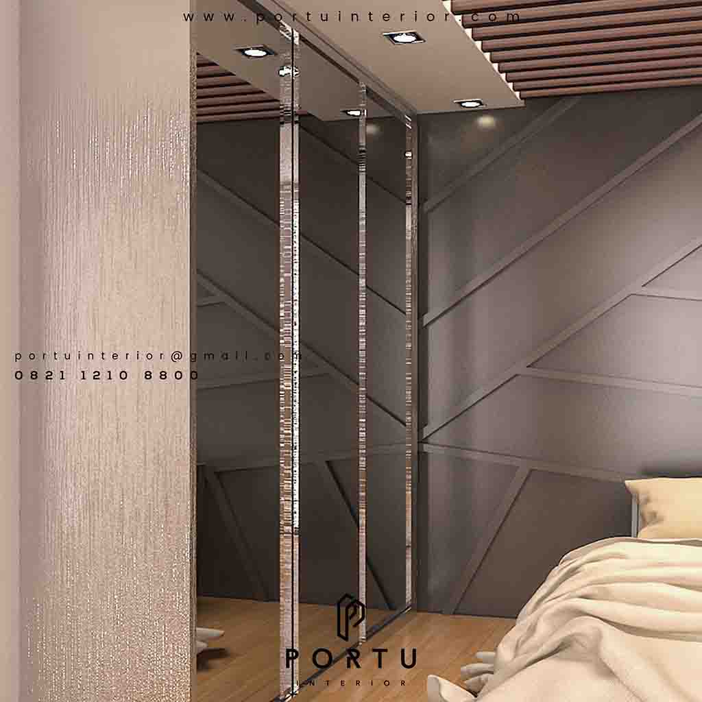 contoh lemari pakaian sliding minimalis kombinasi cermin by portu interior