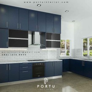 kitchen set duco biru minimalis by portu id3286