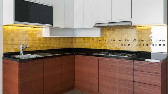 model kitchen set dapur kotor minimalis letter l produksi Portu Interior