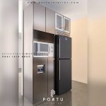 contoh kitchen set minimalis dengan kabinet kulkas