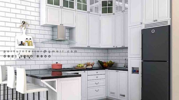 kitchen set design klasik dengan minibar by Portu