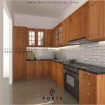 design kitchen set klasik warna coklat by Portu Interior