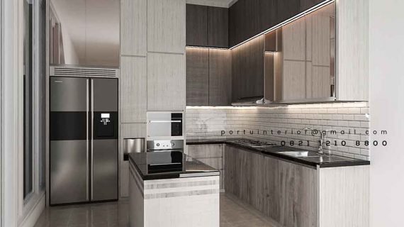gambar kitchen set design minimalis modern dengan island