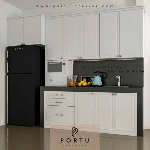 lemari dapur bersih design semi klasik putih by Portu Interior id4011