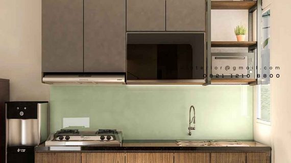 gambar kitchen set minimalis sederhana bentuk i finishing hpl id4251