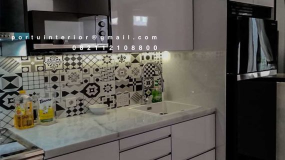 Buat Kitchen Set Warna Putih Custom desain dan model ID4362P