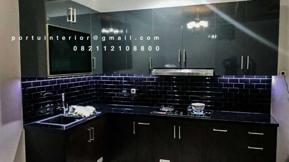 jasa pembuatan kitchen set warna grey custom desain id4461p