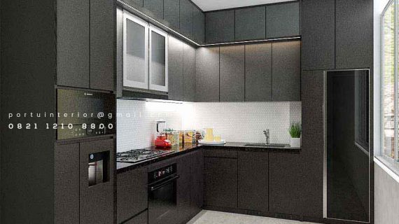 Bikin Kitchen Set Motif Kayu & Warna Grey Project MPR Dalam Cilandak Jakarta