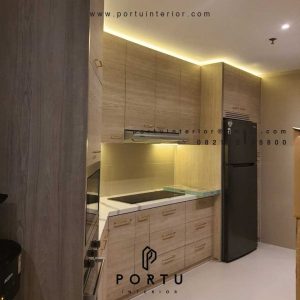 Buat Kitchen set Minimalis Motif Kayu Apartemen Fountain Park Pancoran Jakarta ID4634P