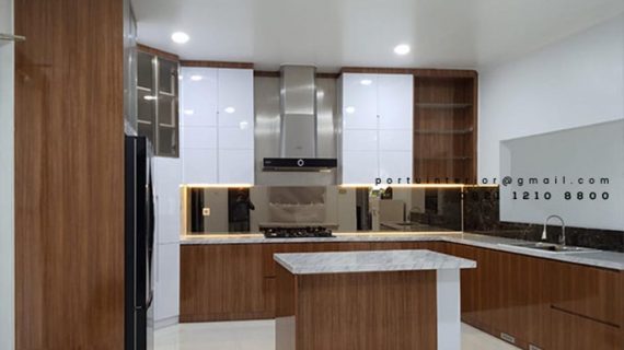 Kitchen Set Minimalis Modern Motif Kayu & Grey Perumahan Taman Bona Indah Lebak Bulus Cilandak