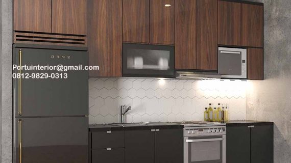Kitchen Set Minimalis Murah Motif Kayu & Warna Grey Perumahan Sarua Permai Pamulang Id4832P1