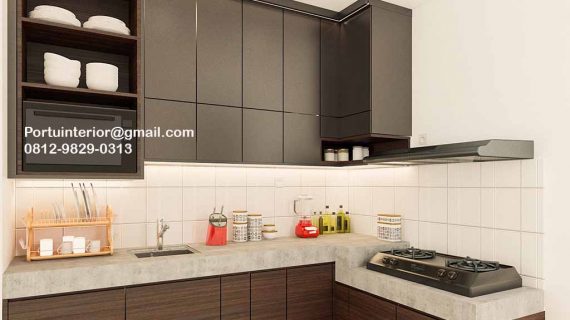 Kitchen Set HPL Motif kayu & Grey Cluster Dhana Suvarna Jati Sindang Jaya Tangerang ID4732P