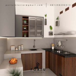 Model Kitchen Set Terbaru Motif Kayu & Grey Cipondoh Tangerang ID5087PT