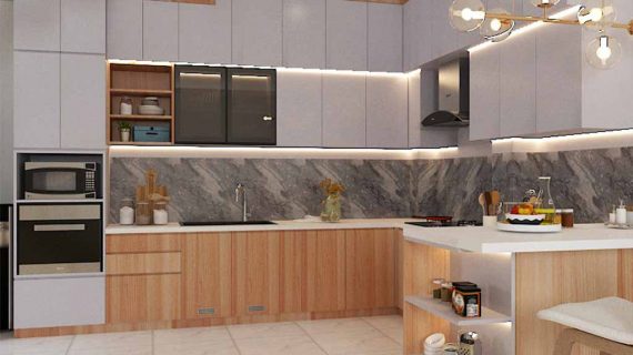 Design Kitchen Set Minimalis Modern Motif Kayu & Putih Perumahan Citra Garden 2 Kalideres Jakarta ID5178