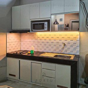 Harga Kitchen Set Minimalis Mungil Light Khaki Perumahan Fortune Breeze Ciledug Tangerang ID5276
